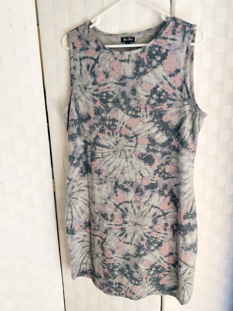 Lily Rose Pink & Grey Tie Dyed Tank Dress Size Xl